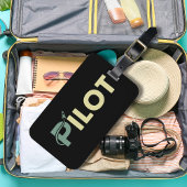 Cool Pilot typografie & raket,Leuk,Eenvoudige Luch Bagagelabel