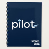 Cool 'Pilot' Typografie Vliegtuig & Foto, Aangepas Planner (Voorkant)