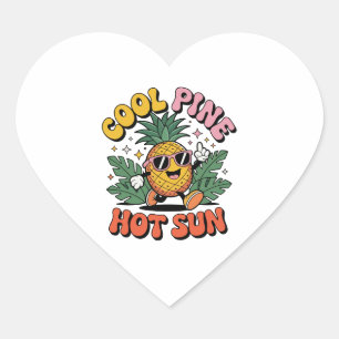 Cool Pine Hete Zon Retro Ananas Zomer Vibe Hart Sticker