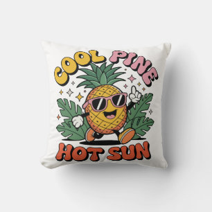Cool Pine Hot Sun Retro Ananas Zomer Vibe Kussen