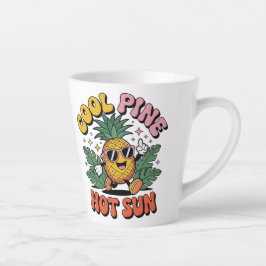 Cool Pine Hot Sun Retro Ananas Zomer Vibe Latte Mok