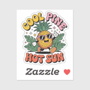 Cool Pine Hot Sun Retro Ananas Zomer Vibe Sticker