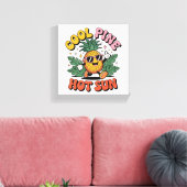 Cool Pine Hot Sun Retro Ananas Zomer Vibes Canvas Afdruk (Insitu (Woonkamer))