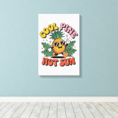Cool Pine Hot Sun Retro Ananas Zomer Vibes Canvas Afdruk (Insitu (Houten vloer))