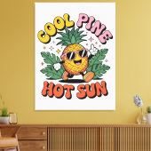 Cool Pine Hot Sun Retro Ananas Zomer Vibes Canvas Afdruk (Insitu (Woonkamer))