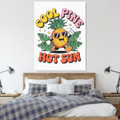 Cool Pine Hot Sun Retro Ananas Zomer Vibes Canvas Afdruk (Insitu (Slaapkamer))