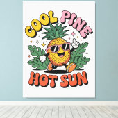 Cool Pine Hot Sun Retro Ananas Zomer Vibes Canvas Afdruk (Insitu (Houten vloer))