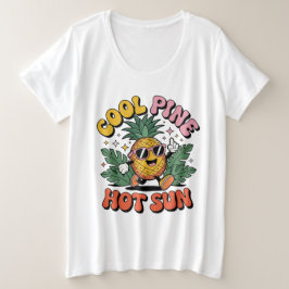 Cool Pine Hot Sun Retro Ananas Zomer Vibes Grote Maat T-shirt