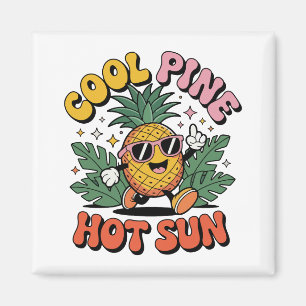 Cool Pine Hot Sun Retro Ananas Zomer Vibes Magneet