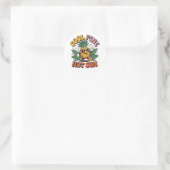 Cool Pine Hot Sun Retro Ananas Zomer Vibes Ronde Sticker (Tas)
