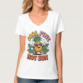 Cool Pine Hot Sun Retro Ananas Zomer Vibes T-shirt