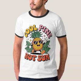Cool Pine Hot Sun Retro Ananas Zomer Vibes T-shirt