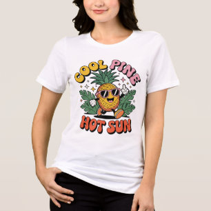 Cool Pine Hot Sun Retro Ananas Zomer Vibes Tri-Blend Shirt