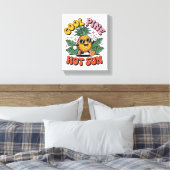 Cool Pine Hot Sun Retro Pineapple Summer Vibes Canvas Afdruk (Insitu (Slaapkamer))