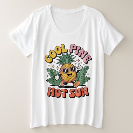 Cool Pine Hot Sun Retro Pineapple Summer Vibes Grote Maat T-shirt (Design voorkant)