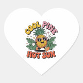 Cool Pine Hot Sun Retro Pineapple Summer Vibes Hart Sticker (Voorkant)