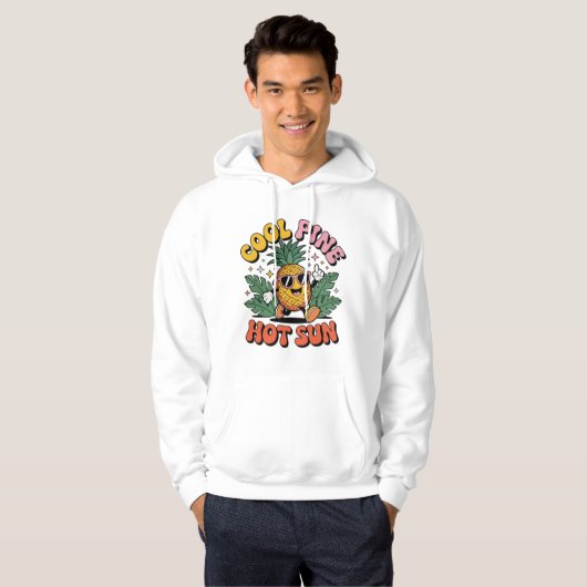 Cool Pine Hot Sun Retro Pineapple Summer Vibes Hoodie (Voorkant volledig)