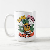 Cool Pine Hot Sun Retro Pineapple Summer Vibes Koffiemok (Links)