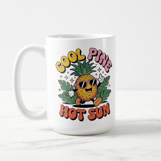 Cool Pine Hot Sun Retro Pineapple Summer Vibes Koffiemok (Links)