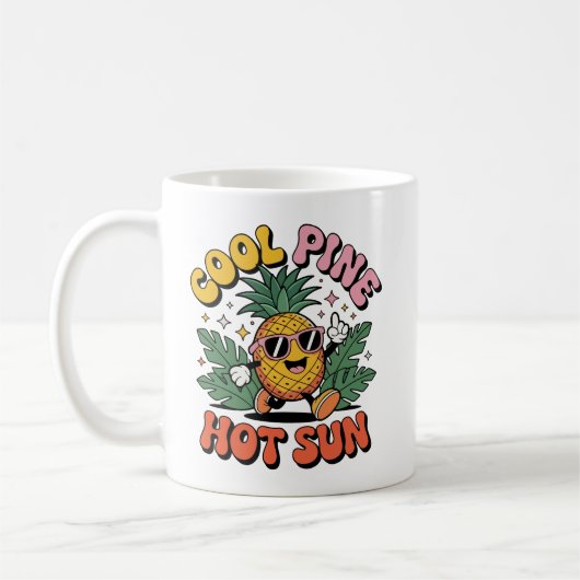 Cool Pine Hot Sun Retro Pineapple Summer Vibes Koffiemok (Links)