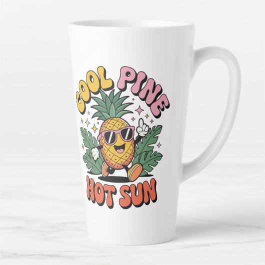 Cool Pine Hot Sun Retro Pineapple Summer Vibes Latte Mok (Rechts)