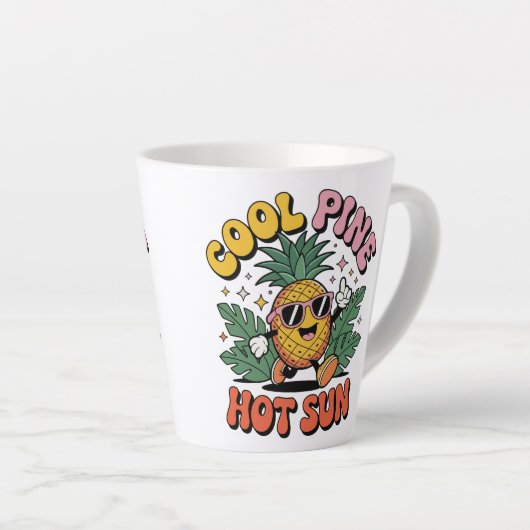 Cool Pine Hot Sun Retro Pineapple Summer Vibes Latte Mok (Rechterhoek)