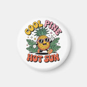 Cool Pine Hot Sun Retro Pineapple Summer Vibes Magneet (Voorkant)