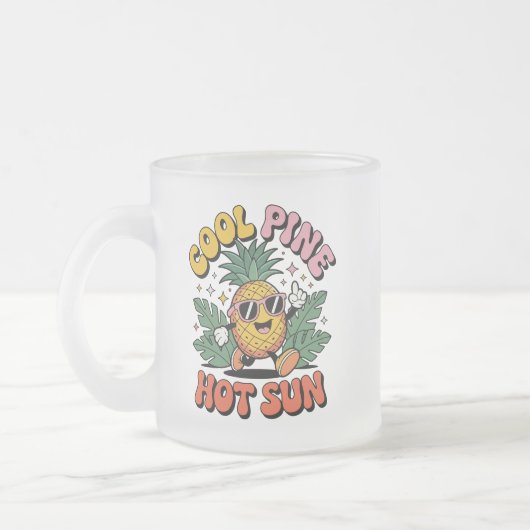 Cool Pine Hot Sun Retro Pineapple Summer Vibes Matglas Koffiemok (Links)