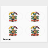 Cool Pine Hot Sun Retro Pineapple Summer Vibes Ovale Sticker (Vel)