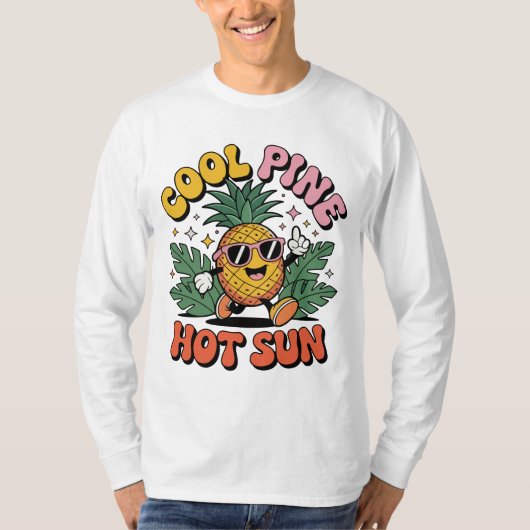 Cool Pine Hot Sun Retro Pineapple Summer Vibes T-shirt (Voorkant)