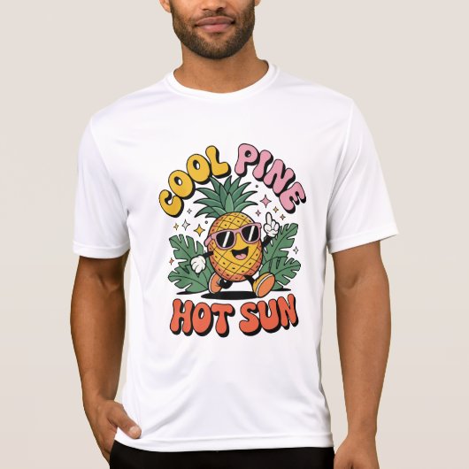 Cool Pine Hot Sun Retro Pineapple Summer Vibes T-shirt (Voorkant)
