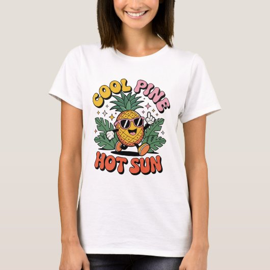 Cool Pine Hot Sun Retro Pineapple Summer Vibes T-shirt (Voorkant)