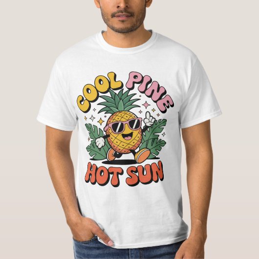 Cool Pine Hot Sun Retro Pineapple Summer Vibes T-shirt (Voorkant)