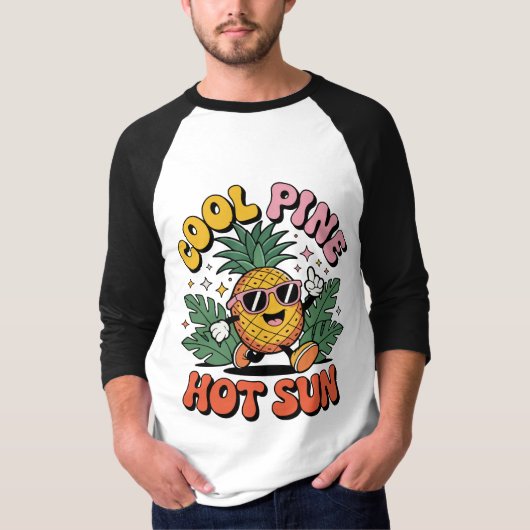 Cool Pine Hot Sun Retro Pineapple Summer Vibes T-shirt (Voorkant)