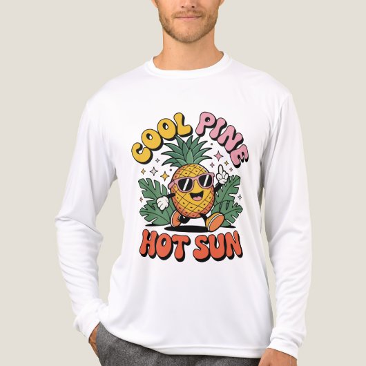 Cool Pine Hot Sun Retro Pineapple Summer Vibes Tri-Blend Shirt (Voorkant volledig)