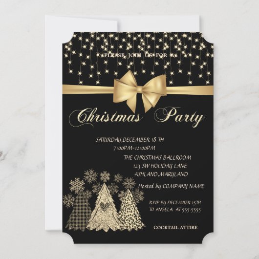 Cool Pine Trees Bow Company Kerstparty Kaart (Voorkant)