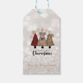 Cool Pine Trees Glitter Bokeh Cadeaulabel (Voorkant)