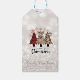 Cool Pine Trees Glitter Bokeh Cadeaulabel