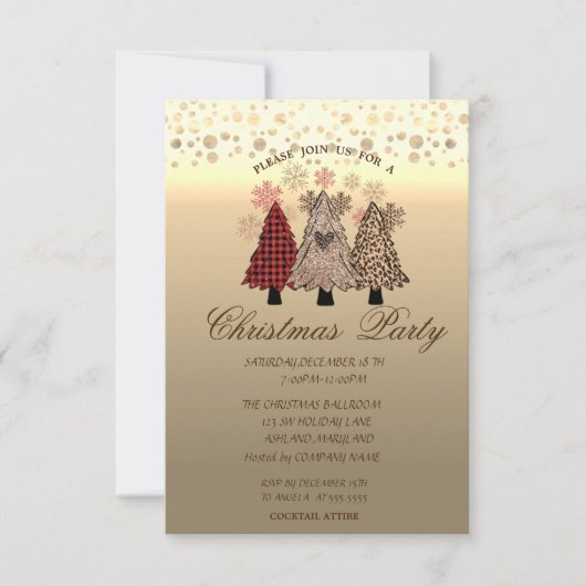 Cool Pine Trees Stippen Corporate Kerstparty Kaart (Voorkant)