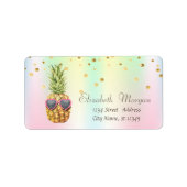 Cool Pineappel Confetti Holographic Etiket (Voorkant)