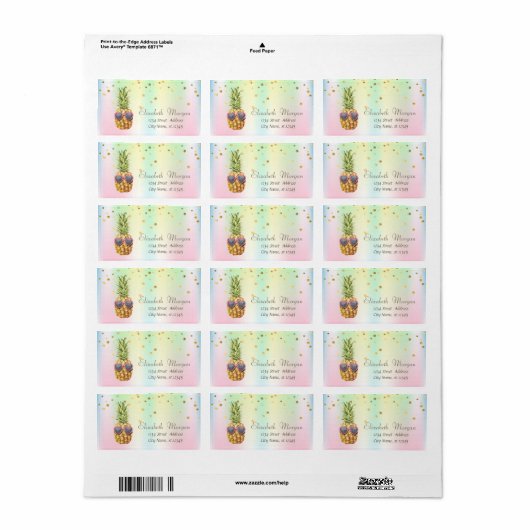 Cool Pineappel Confetti Holographic Etiket (Full Sheet)
