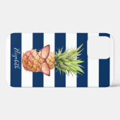 Cool Pineappel, marineblauw gestreept Case-Mate iPhone Case (Achterkant (horizontaal))
