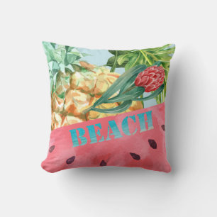 Cool Pineappel Watermelon Hibiscus Palm Leaves Kussen
