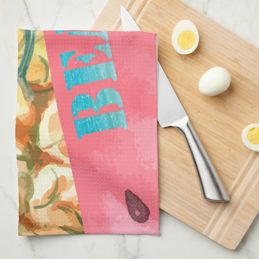 Cool Pineappel Watermelon Hibiscus Palm Leaves Theedoek (Quarter Fold)