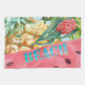 Cool Pineappel Watermelon Hibiscus Palm Leaves Theedoek (Horizontaal)