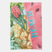 Cool Pineappel Watermelon Hibiscus Palm Leaves Theedoek (Verticaal)