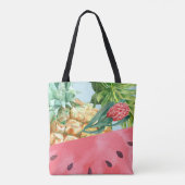 Cool Pineappel Watermelon Hibiscus Palm Leaves Tote Bag (Achterkant)