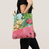 Cool Pineappel Watermelon Hibiscus Palm Leaves Tote Bag (Dichtbij)
