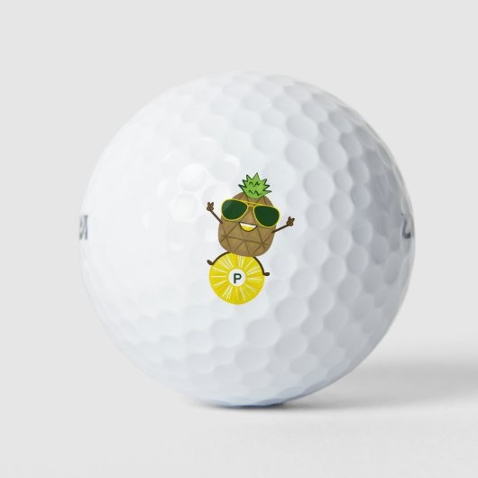 Cool Pineapple Dude Rolling op een ananas Ring Golfballen (Voorkant)