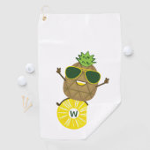 Cool Pineapple Dude Rolling op een ananas Ring Golfhanddoek (Insitu)